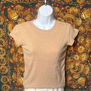 Brandy Melville Tan Crewneck Short Sleeve Tee